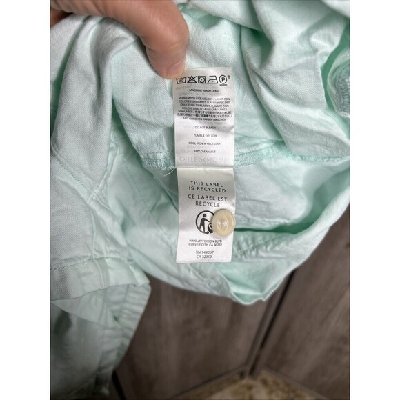 Outerknown Romper Shortall Organic Cotton Linen Short Sleeves Green Sz M - Picture 5 of 7